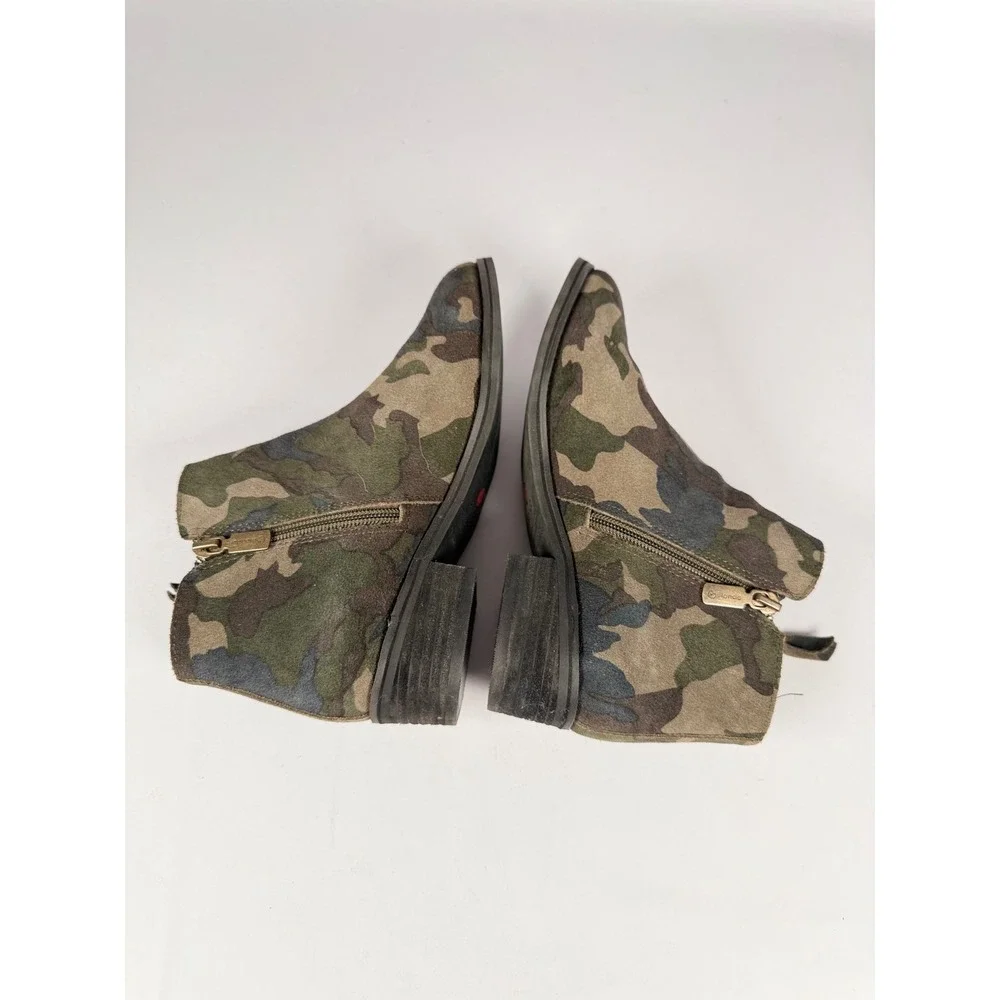Blondo Waterproof Camo Suede Ankle Boots Green‎ Brown B5859 7.5M